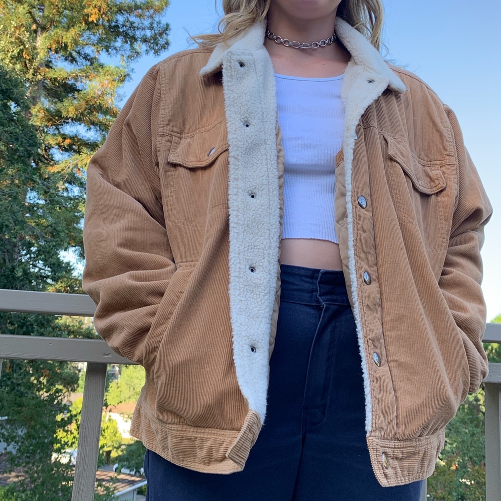 tan corduroy sherpa jacket